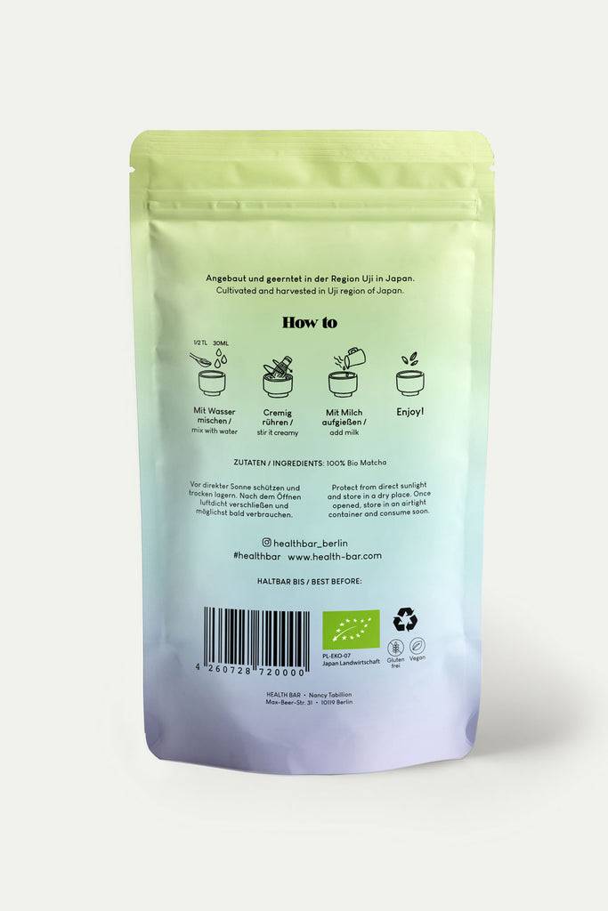 JUKSEREI HEALTH BAR · ORGANIC MATCHA TEA 50G Heißer Verkauf