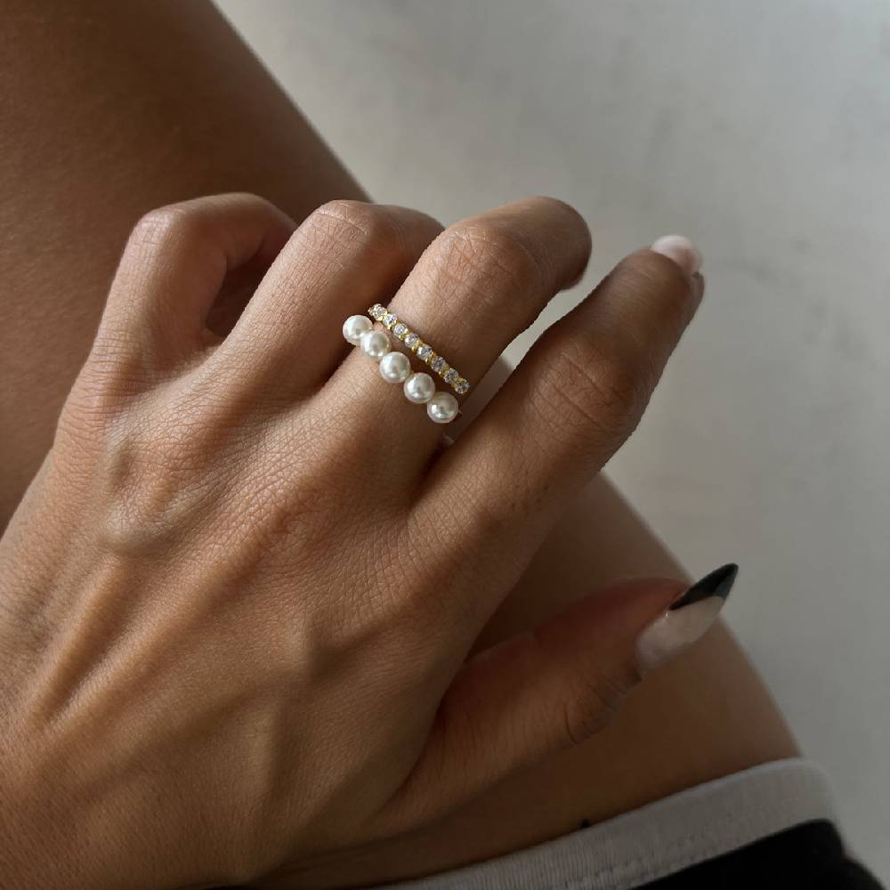 Kardelen Pointed Pearl Zirconia Ring - 925 SILBER Riesige Ersparnisse