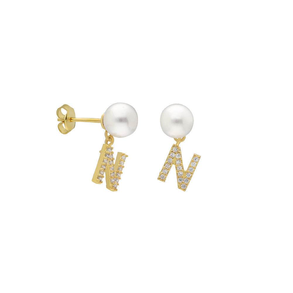Kardelen PEARL INITIALEN OHRRING - 925 SILBER VIP-Rabatte