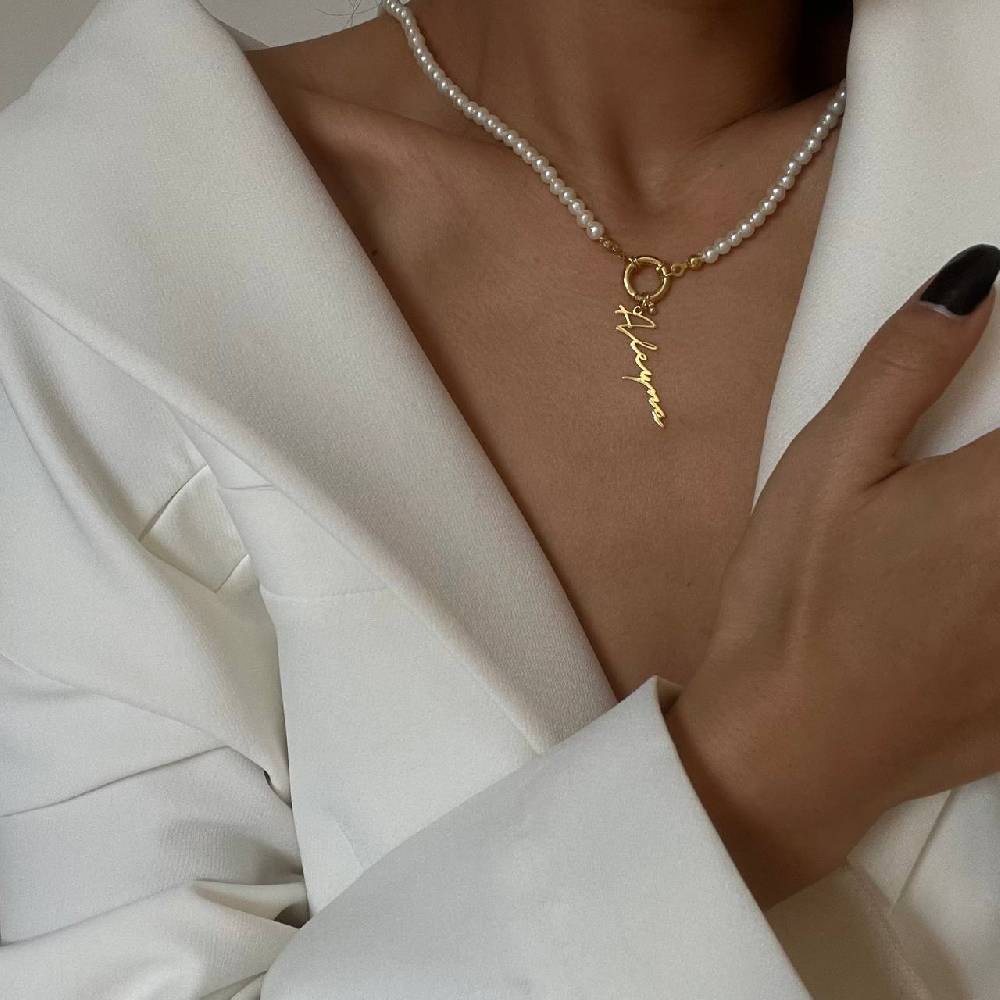 Kardelen Pearl Chain Signatur Namenskette - 925 SILBER Begrenzte Freigabe