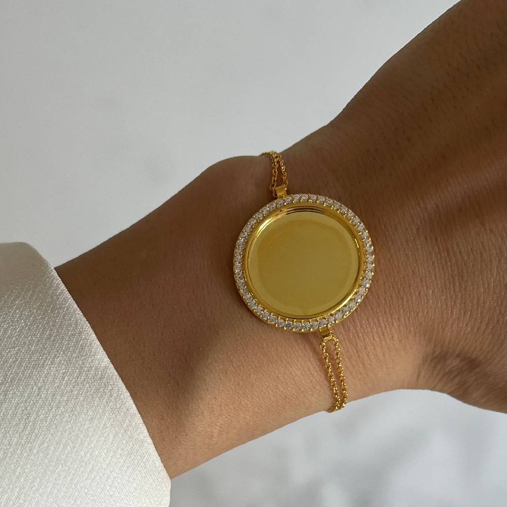 Kardelen Zirkonia Plättchen Gravurarmband - 925 SILBER Zeitbegrenzte Promotion