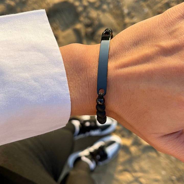 Kardelen ID-Partnerarmband mit Gravur - Pearl Black Discount Store für neue Produkte