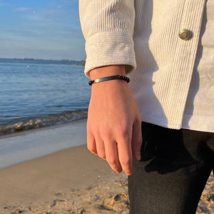 Kardelen ID-Partnerarmband mit Gravur - Pearl Black Discount Store für neue Produkte