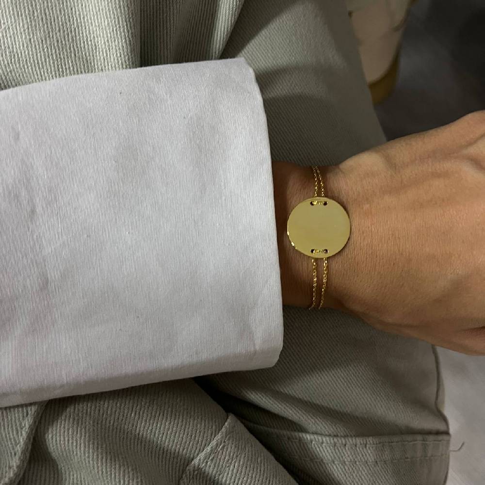 Kardelen Plättchen Gravurarmband - 925 SILBER Clearance-Verkauf