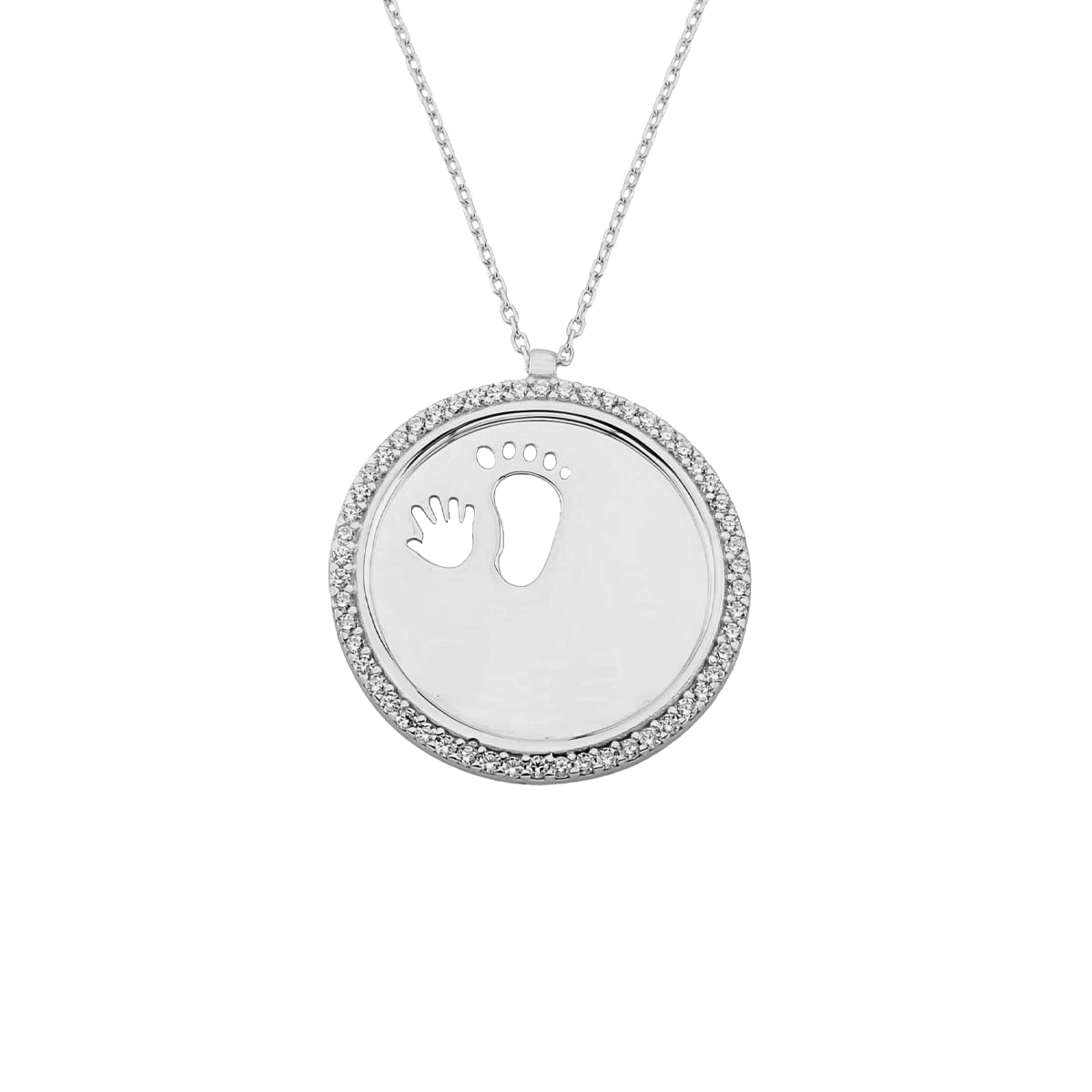 Kardelen Zirkonia Gravurkette Baby Handfuß - 925 SILBER Begrenzt auf 3 Tage