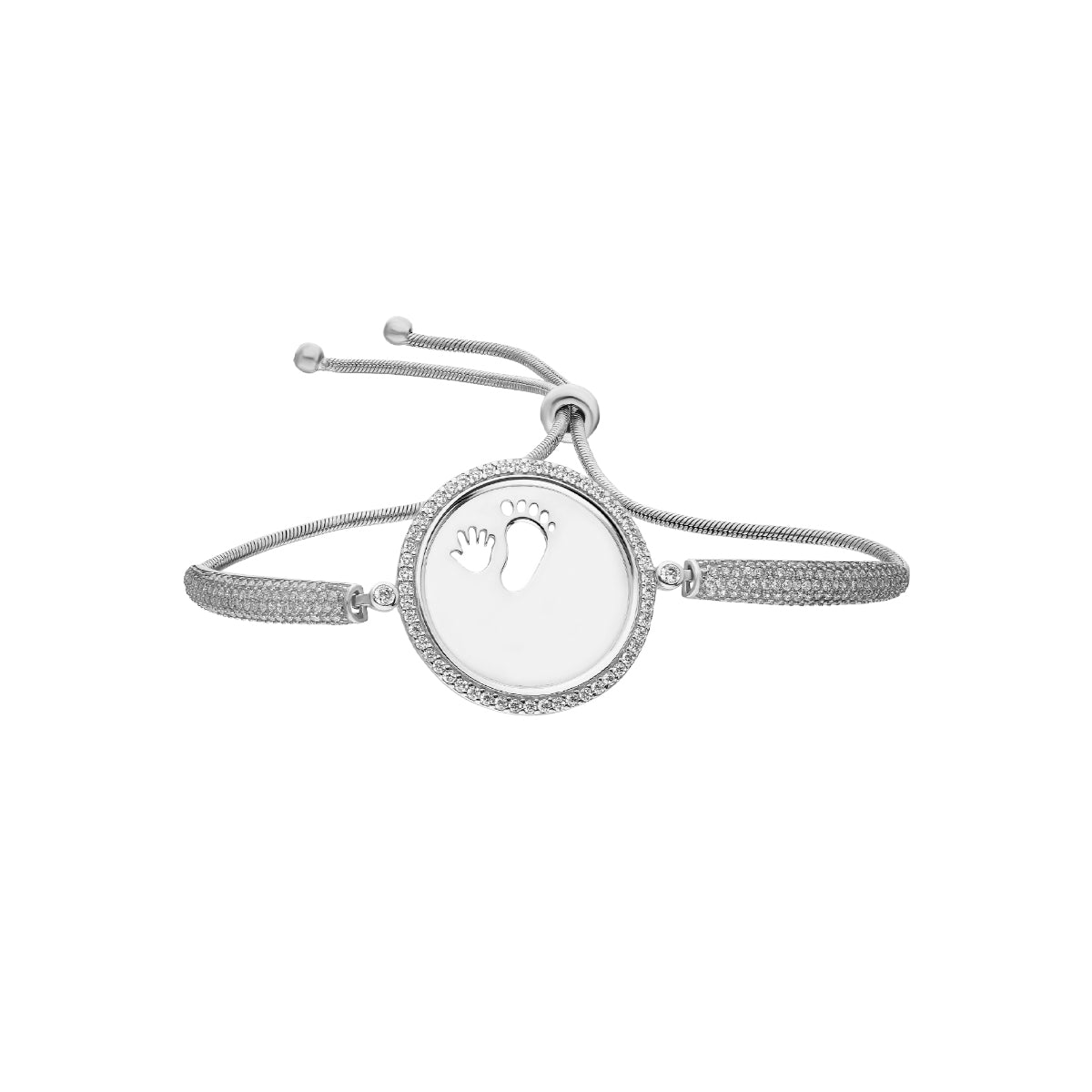 Kardelen Zirkonia Gravurarmband Baby Hand&Fuß - 925 SILBER Im Verkauf
