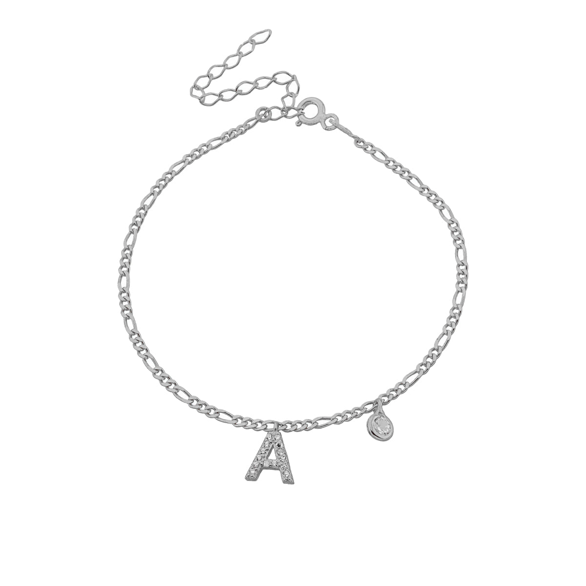 Kardelen Armkette Figaro Zirkonia mit Buchstabe - 925 SILBER Flash Sale