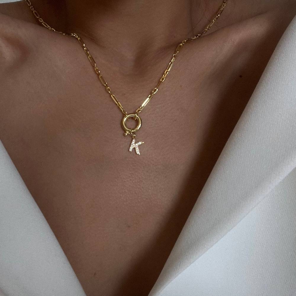 Kardelen Chain Zirkonia Buchstaben Halskette - 925 SILBER Valentinstagsangebot