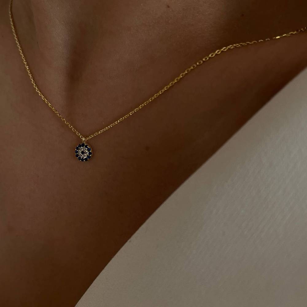 Kardelen Mini Nazar Zirkonia Halskette - 925 SILBER Blitzangebot