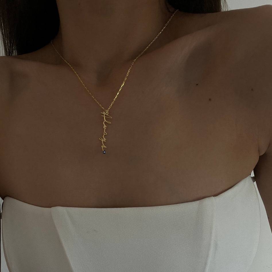 Kardelen Signaturkette mit Nazarauge - 925 SILBER Bestseller