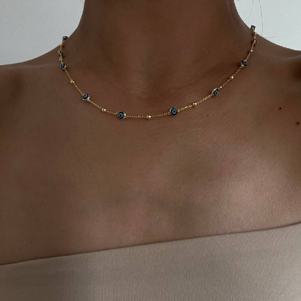 Kardelen Minimal Multi Nazar Halskette - 925 SILBER Saisonale Angebote