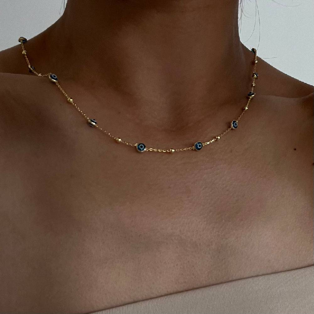 Kardelen Minimal Multi Nazar Halskette - 925 SILBER Saisonale Angebote
