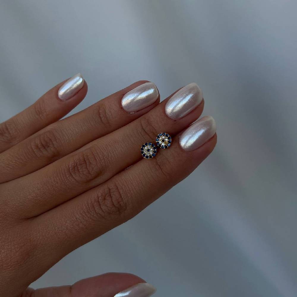 Kardelen Round Nazar Eye Stud Ohrring - 925 SILBER Räumungsverkauf