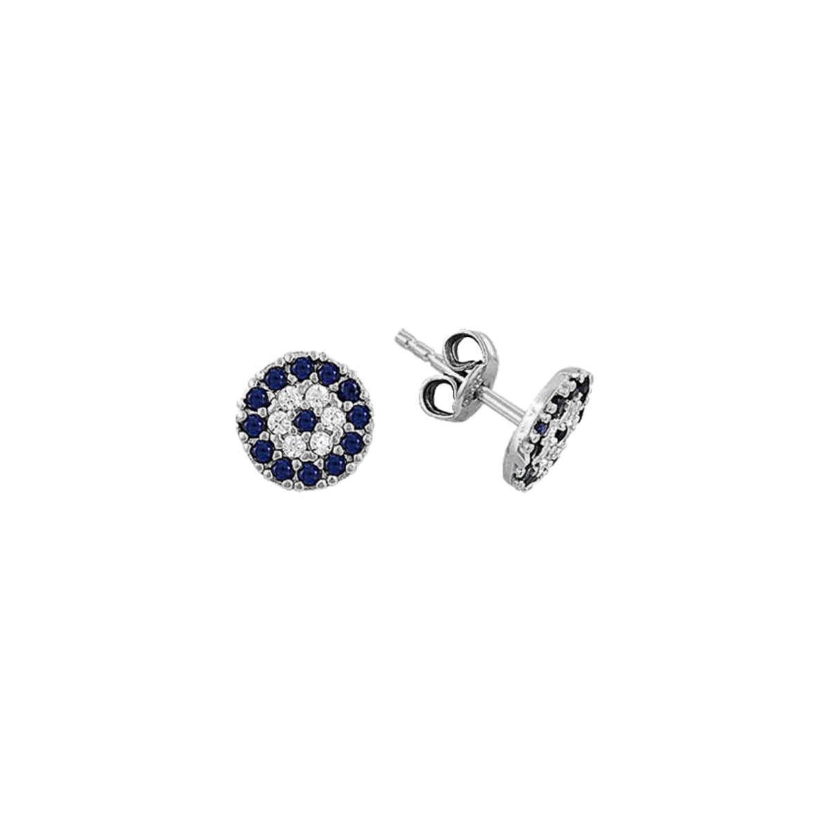 Kardelen Round Nazar Eye Stud Ohrring - 925 SILBER Räumungsverkauf