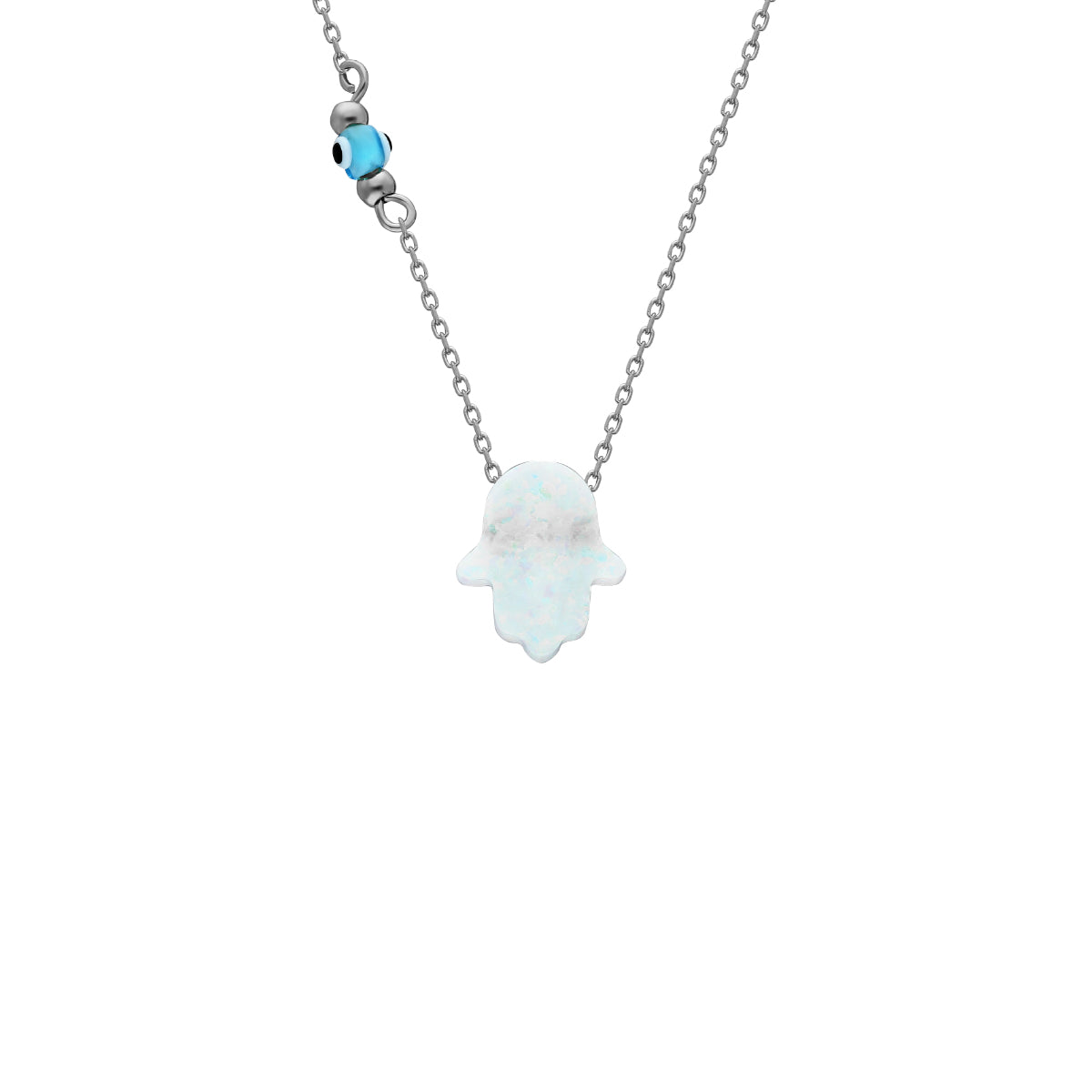 Kardelen Fatimas Hand Opal kette mit Nazar White - 925 SILBER Tiefpreis