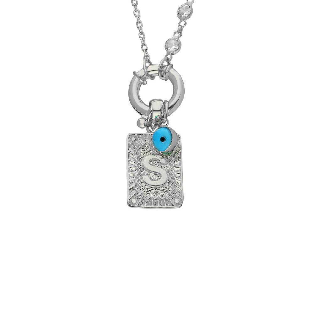 Kardelen Chain Design Iced Buchstabe mit Nazar - 925 SILBER JETZT KAUFEN