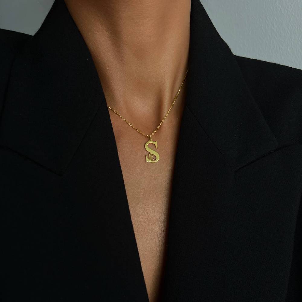 Kardelen Duo Initialen Necklace - 925 SILBER Sonderangebot der Fabrik
