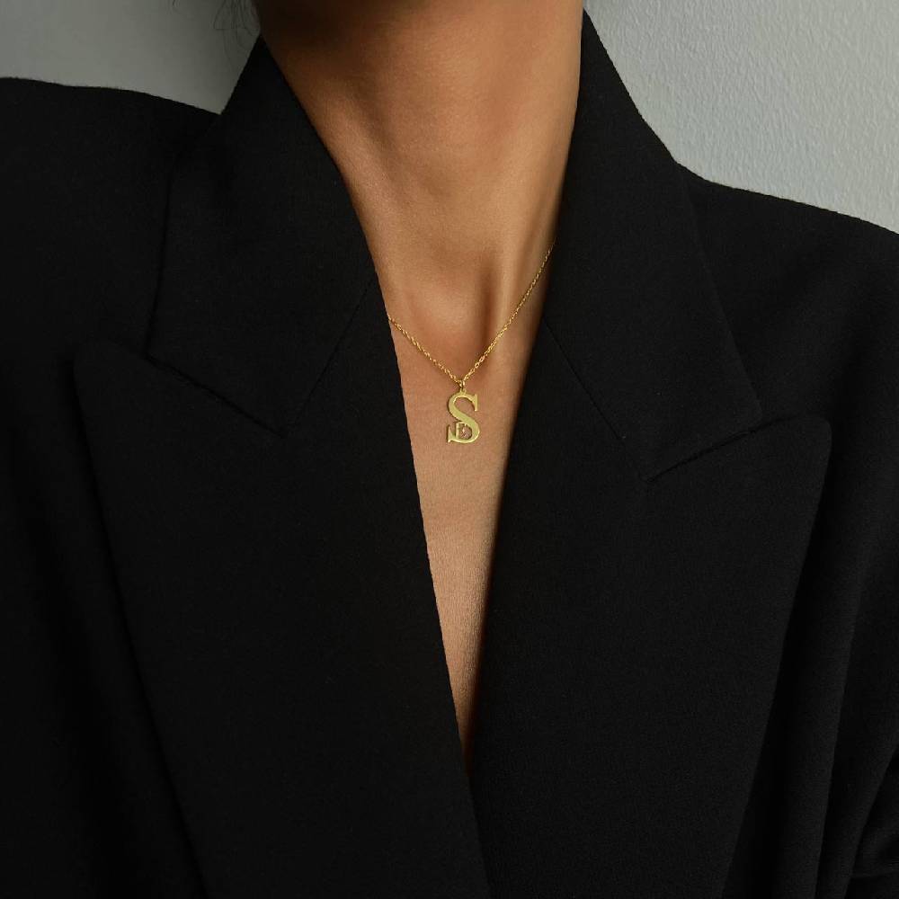 Kardelen Duo Initialen Necklace - 925 SILBER Sonderangebot der Fabrik