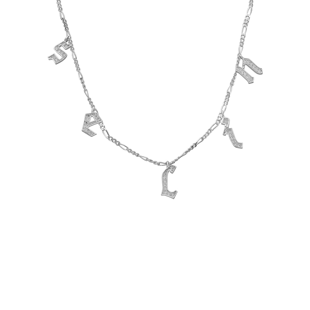 Kardelen Chocker Namenskette mit Zirkonia Gothic - 925 SILBER Vierteljährliche Förderung