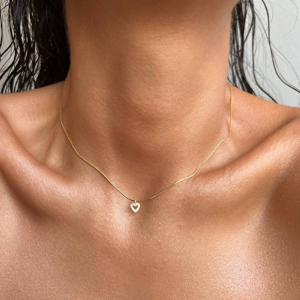 Kardelen MINI ZIRKONIA HERZ HALSKETTE - 925 SILBER Discount Store für neue Produkte