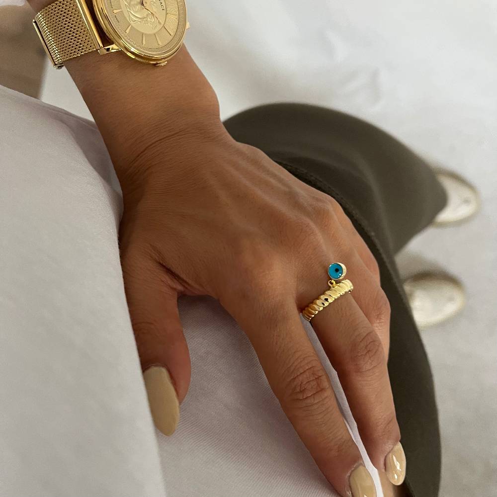 Kardelen Burma Nazar Ring - 925 SILBER Rabatte dieses Monats