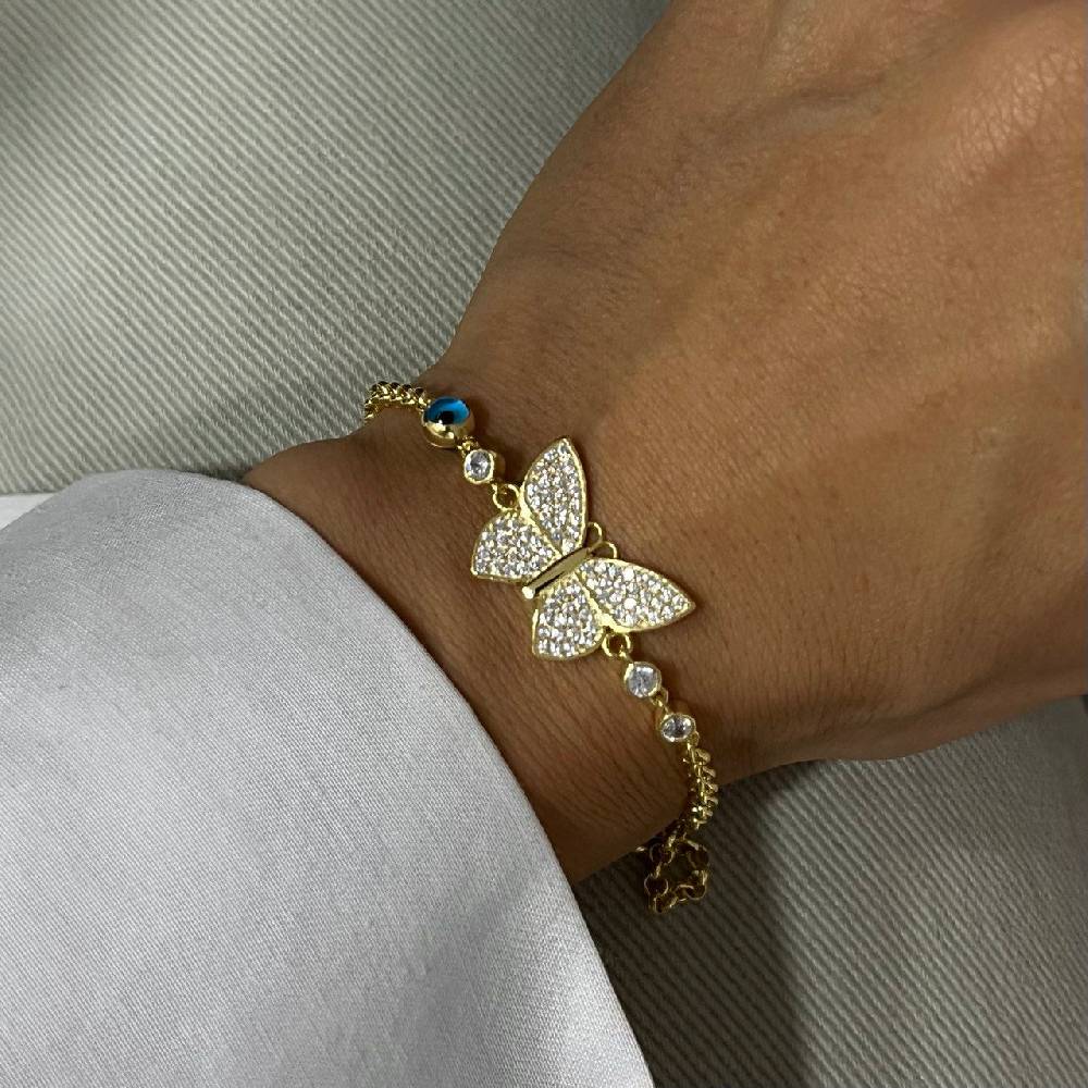 Kardelen Butterfly Nazar Armkette - 925 SILBER Outlet