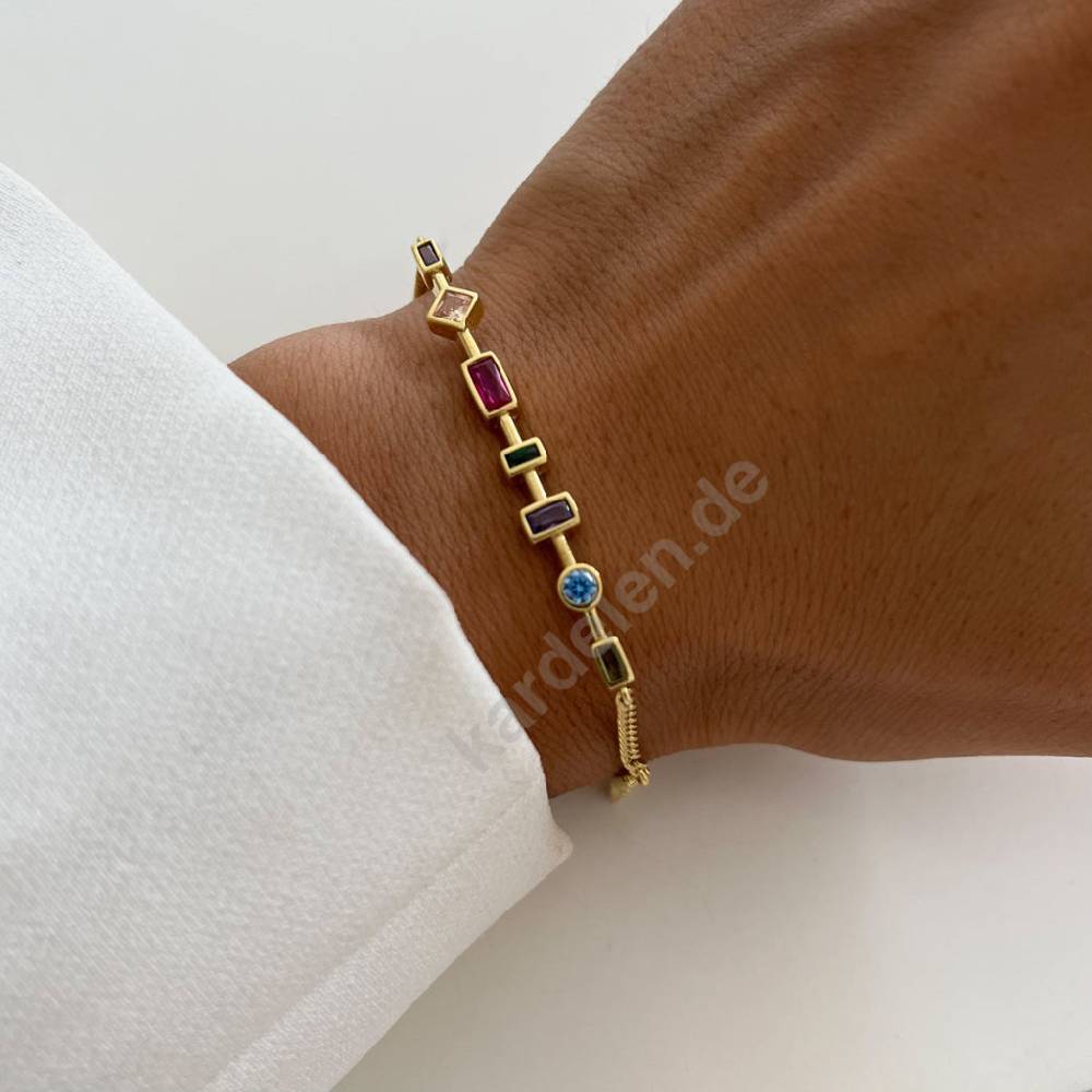 Kardelen Colorfull Stein Armkette - 925 SILBER Auslauf
