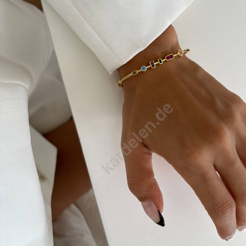Kardelen Colorfull Stein Armkette - 925 SILBER Auslauf