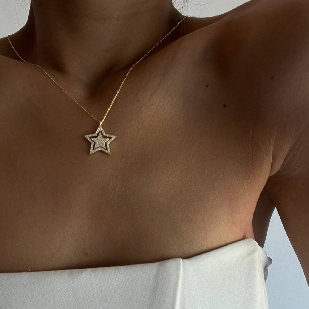Kardelen Glänzend Star Halskette - 925 SILBER Rabatt