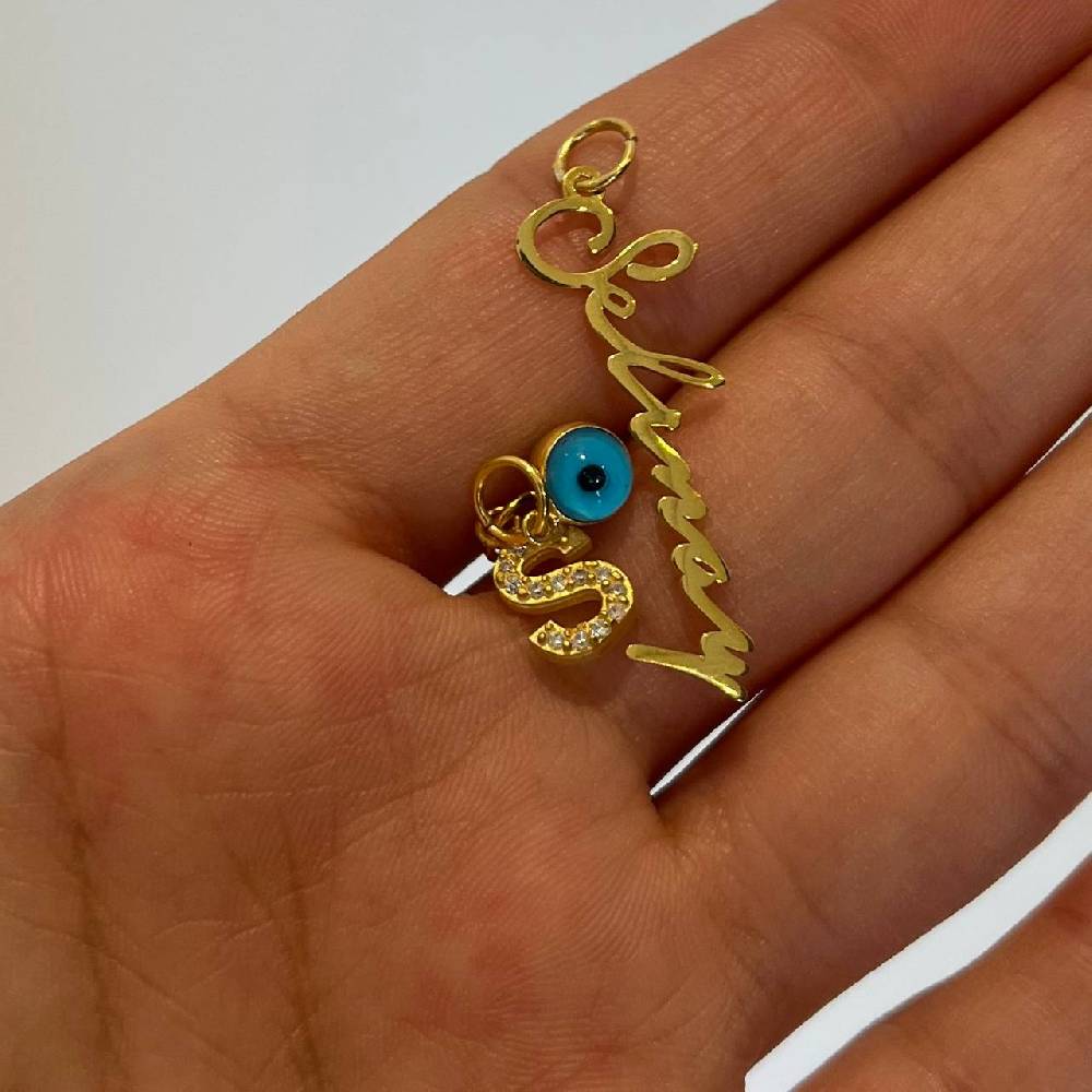 Kardelen Chain Einfache Signatur Halskette mit Nazar - 925 SILBER JETZT KAUFEN