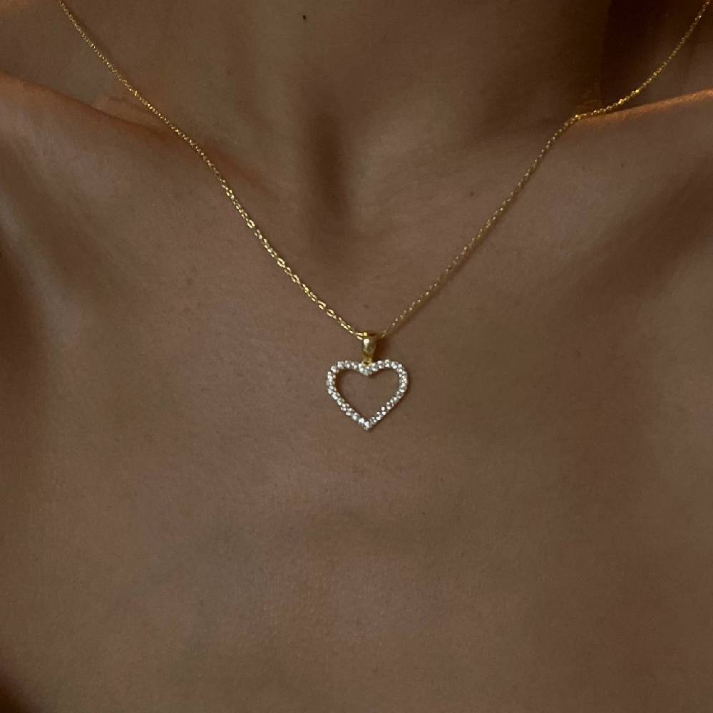 Kardelen Full Zirkonia Herz Kette - 925 SILBER 50% Rabatt mit kostenlosem Versand