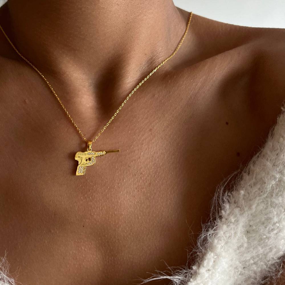 Kardelen Pistole Kette mit Zirkonia - 925 SILBER zollfrei