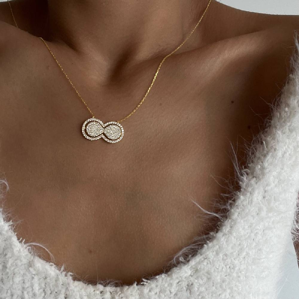 Kardelen Glänzend Infinity Halskette - 925 SILBER 50% Rabatt für begrenzte Zeit