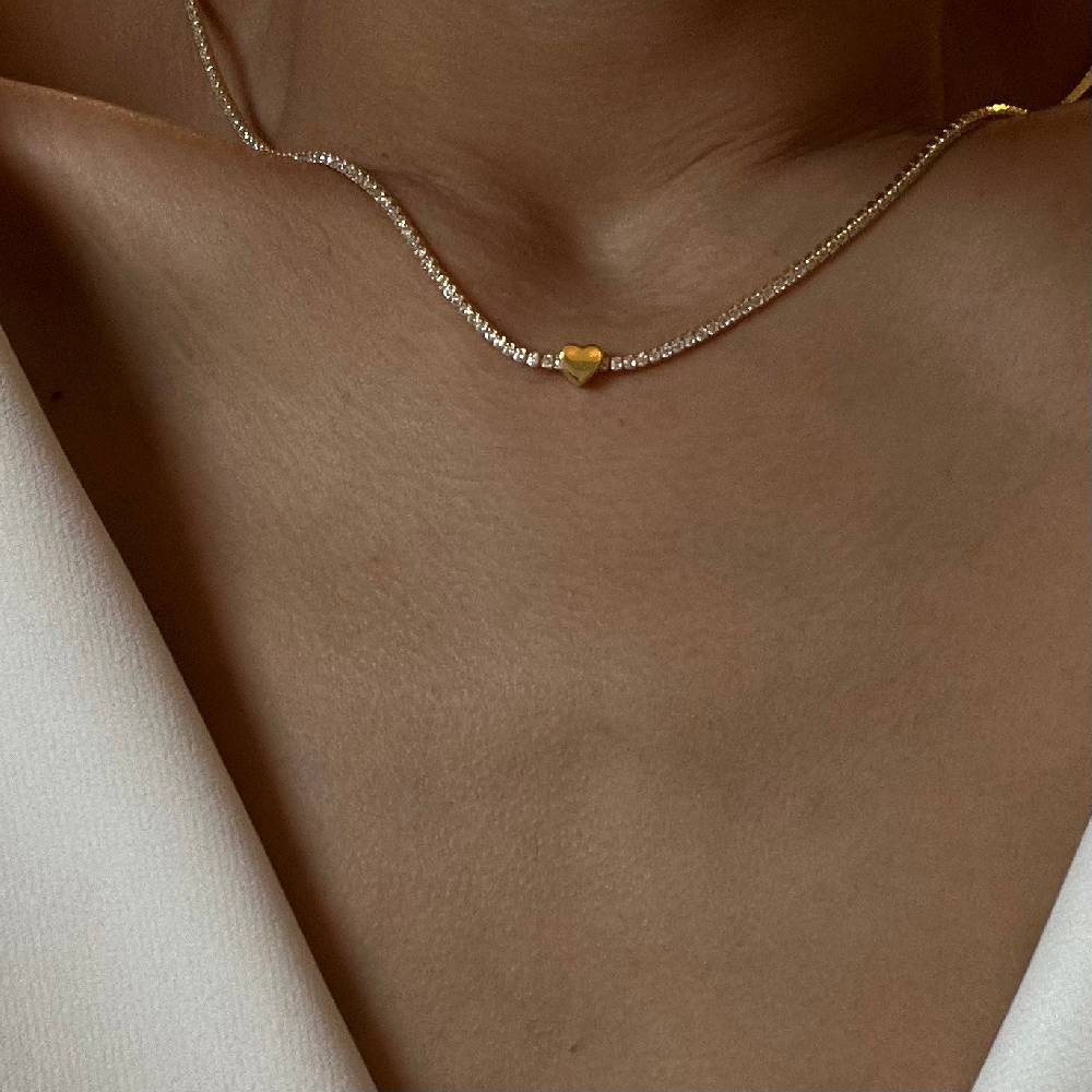 Kardelen Chain Strass herzkette - 925 SILBER Fabrikpreis