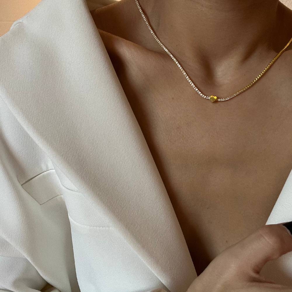 Kardelen Chain Strass herzkette - 925 SILBER Fabrikpreis