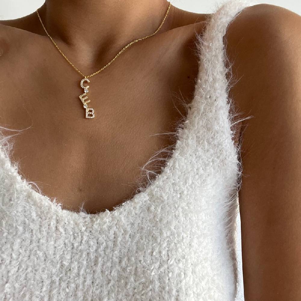 Kardelen Chocker Senkrecht Zirkonia Buchstabenkette - 925 SILBER Exklusivangebot