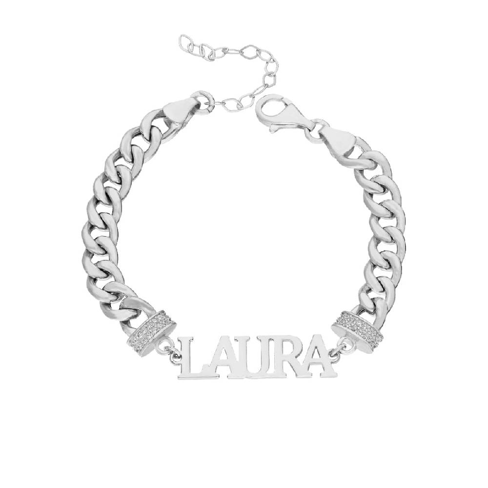Kardelen Cubice Armkette mit Wunschnamen - 925 SILBER Valentinstagsangebot