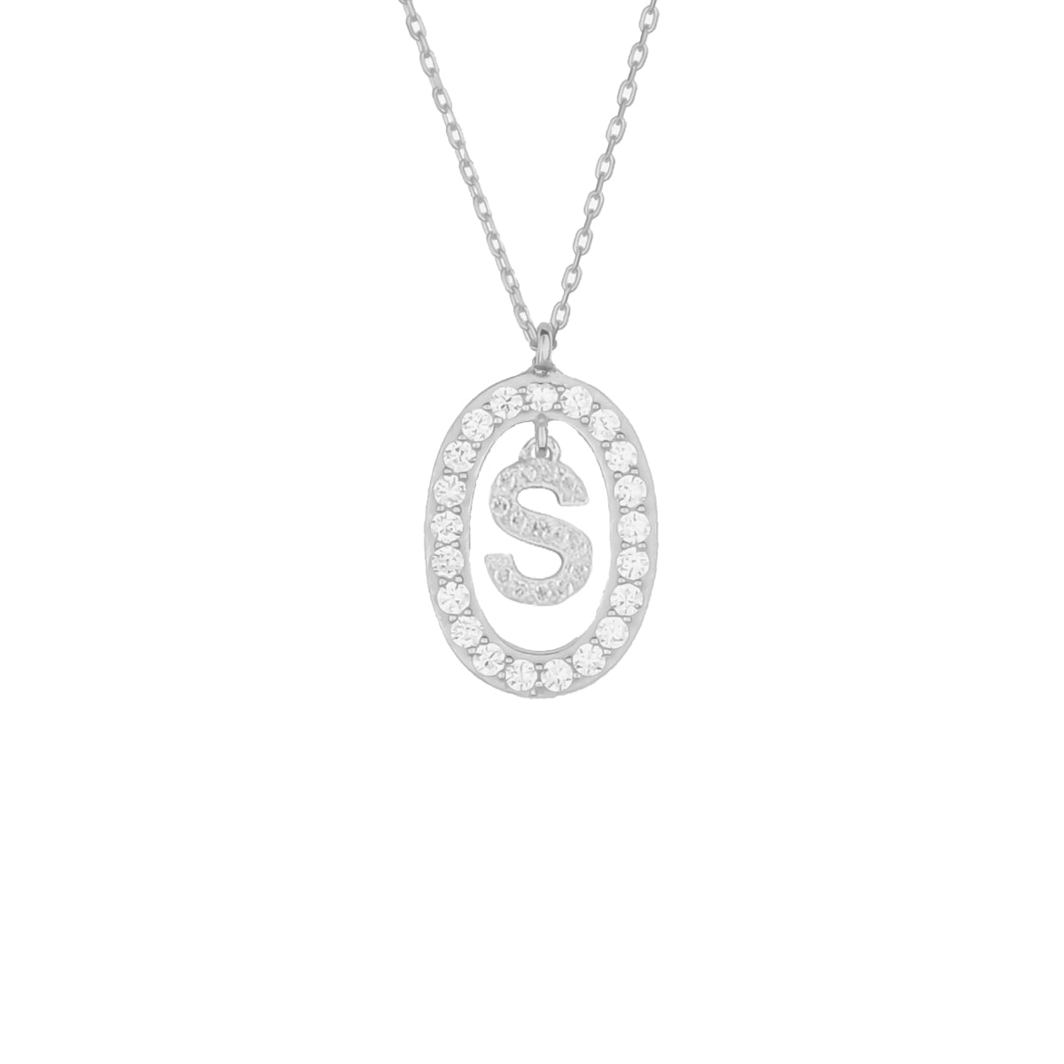 Kardelen Oval Zirkonia Buchstaben Kette - 925 SILBER Lagerräumung