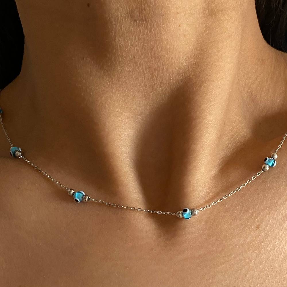 Kardelen Multi Nazar Halskette - 925 SILBER Zeitlich begrenztes Angebot