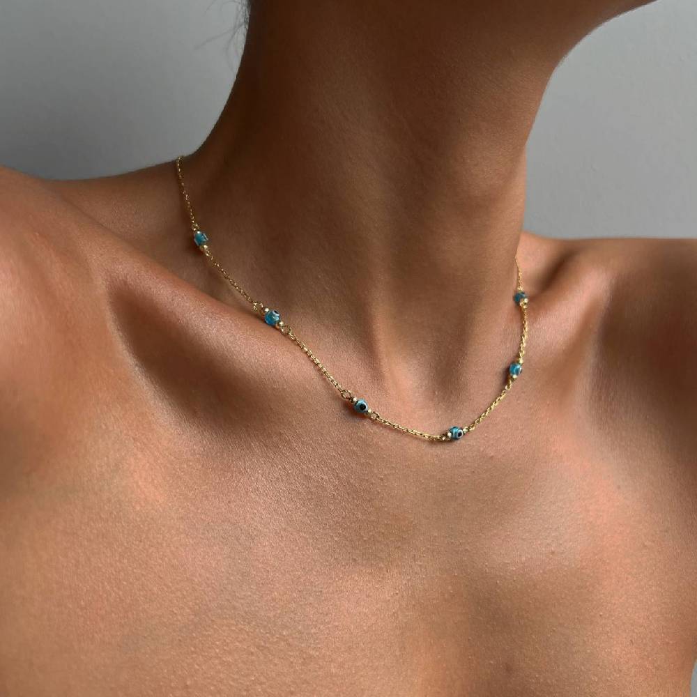 Kardelen Multi Nazar Halskette - 925 SILBER Zeitlich begrenztes Angebot