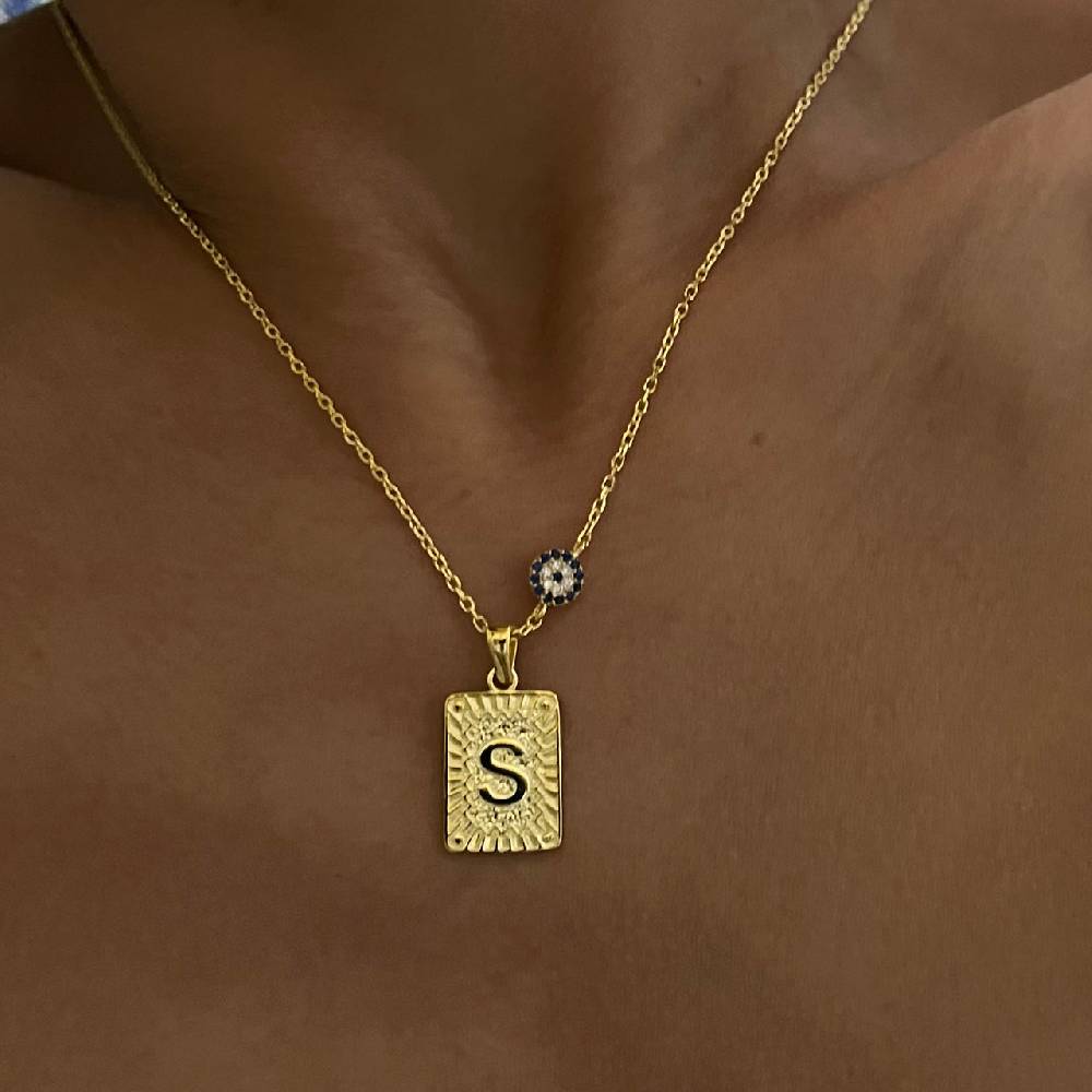 Kardelen Vintage Buchstaben Kette mit Nazar - 925 SILBER Exklusive Angebote