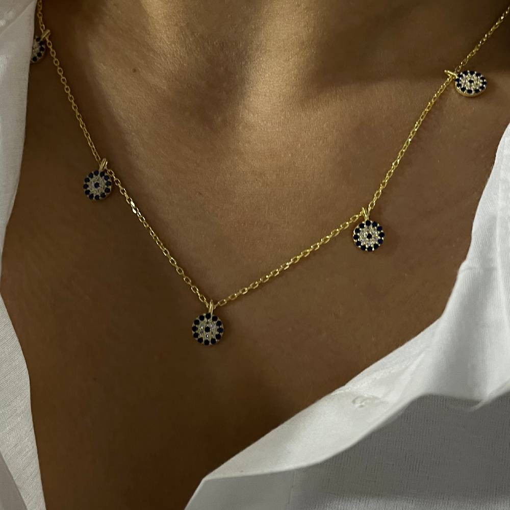 Kardelen Nazar Chocker 5er Kette - 925 SILBER VIP-Rabatte