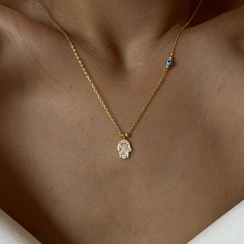 Kardelen Fatimas Hand mit Nazar Halskette - 925 SILBER Tiefpreis