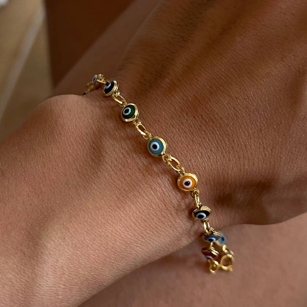 Kardelen Colorfull Mini Nazar Armkette - 925 SILBER Letzte 2 Tage
