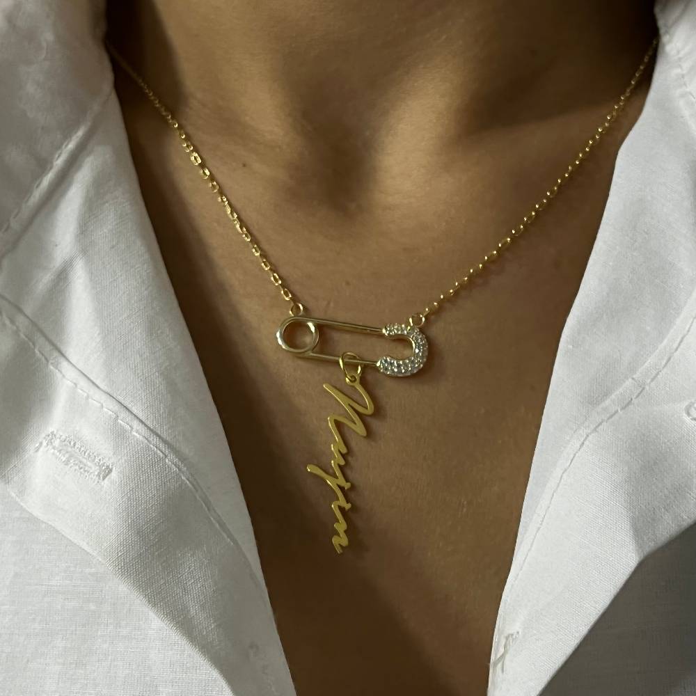 Kardelen Pin Signatur Namenskette - 925 SILBER Lagerräumung