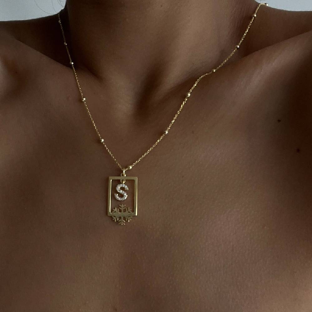 Kardelen Buchstabenkette mit Ball Chain - 925 SILBER Neueste Mode