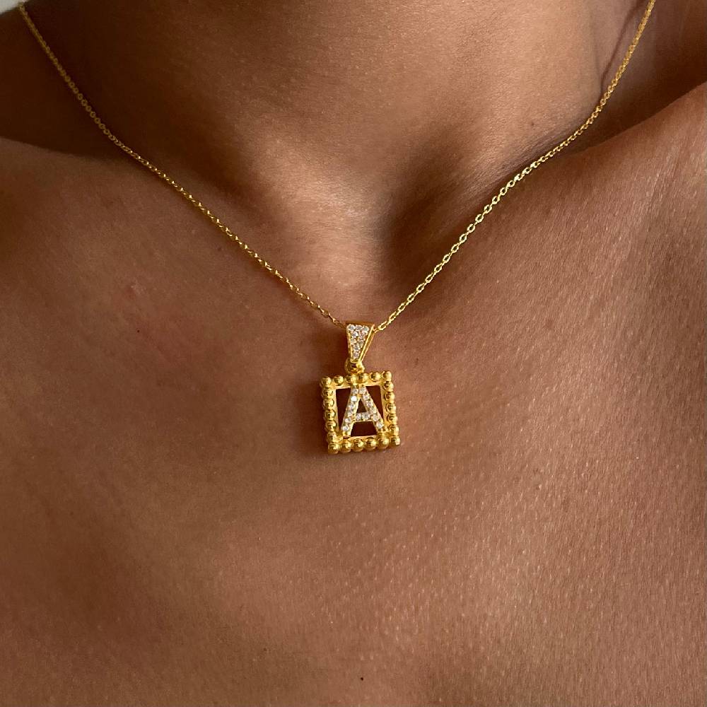 Kardelen Buchstaben Kette mit Zirkonia - 925 SILBER Exklusive Angebote