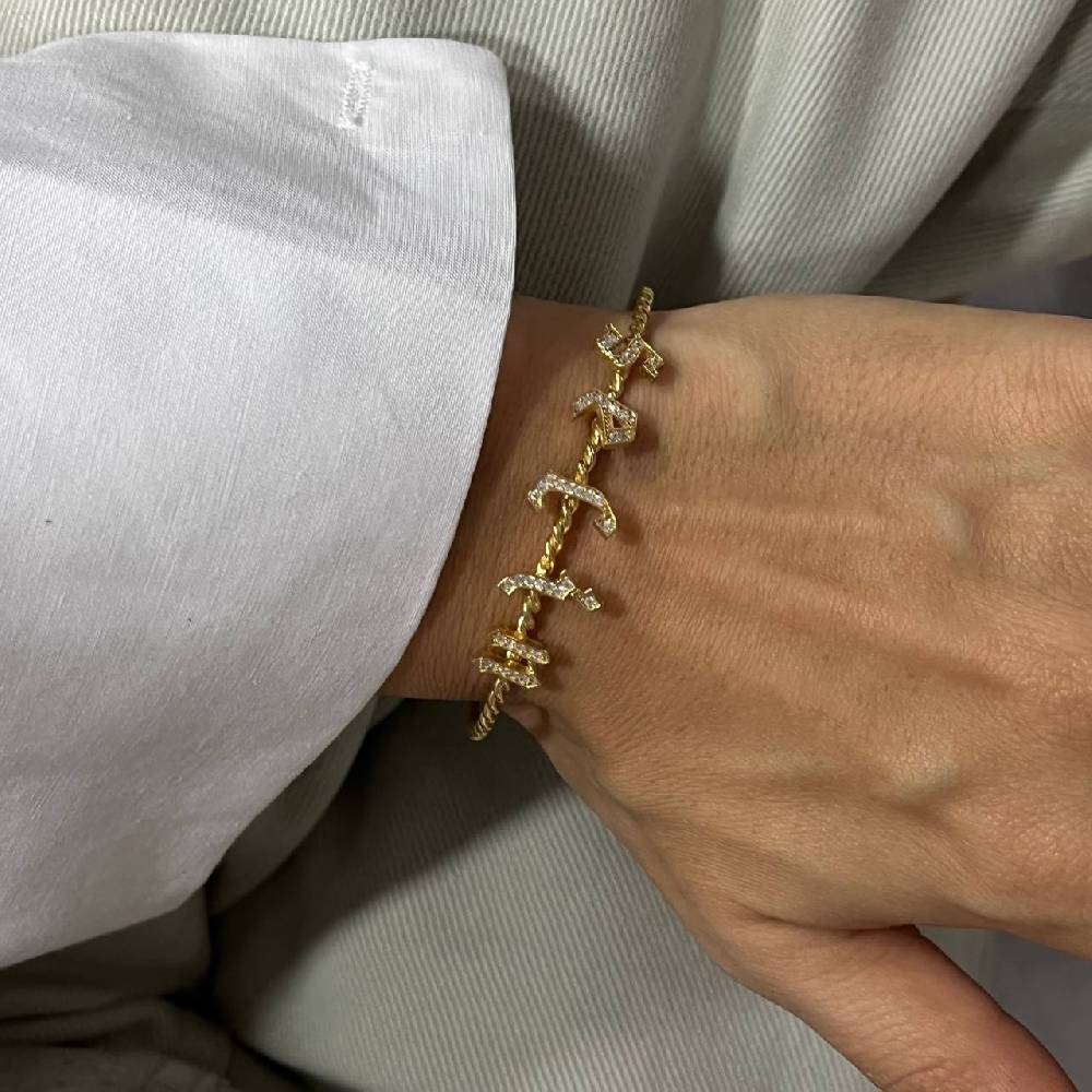 Kardelen Burma Armband mit Zirkonia Buchstaben Gothic - 925 SILBER Bestseller