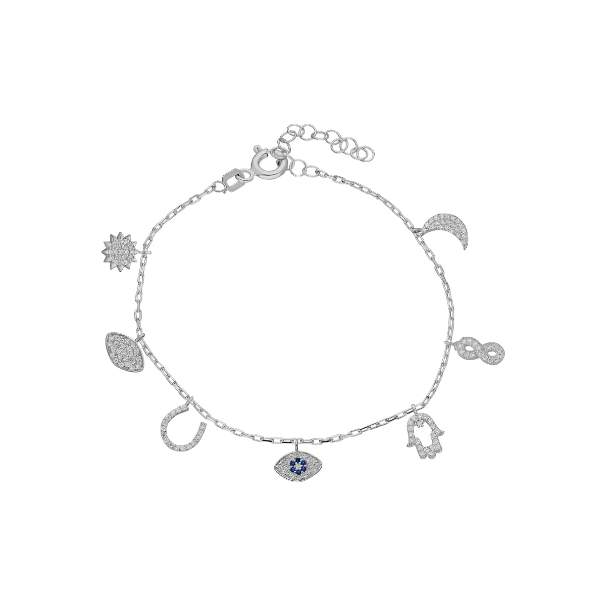 Kardelen Nazar Armband mit Sieben Charm - 925 SILBER Saisonale Angebote