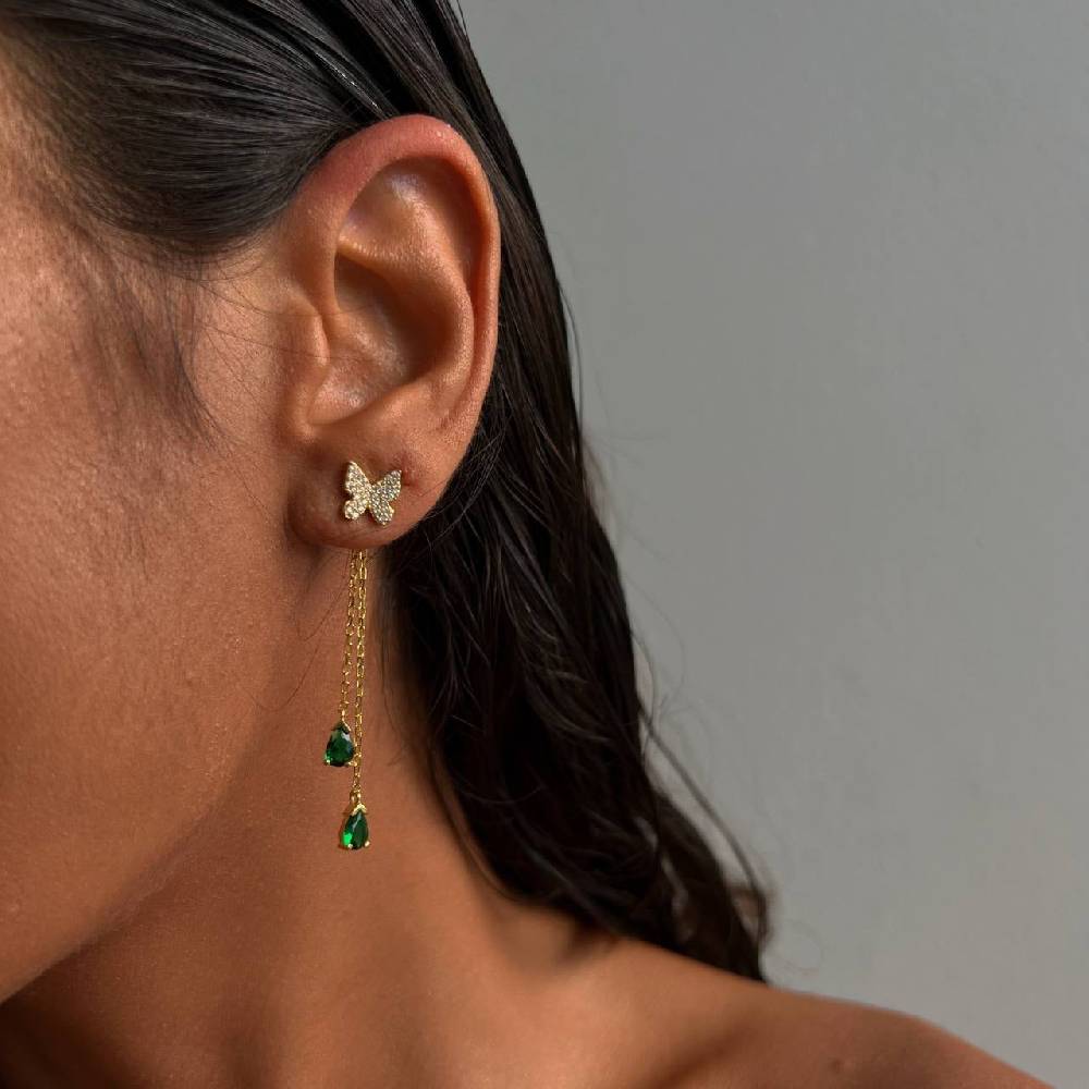 Kardelen Grüne Schmetterling Ohrringe - 925 SILBER Tägliche Deals